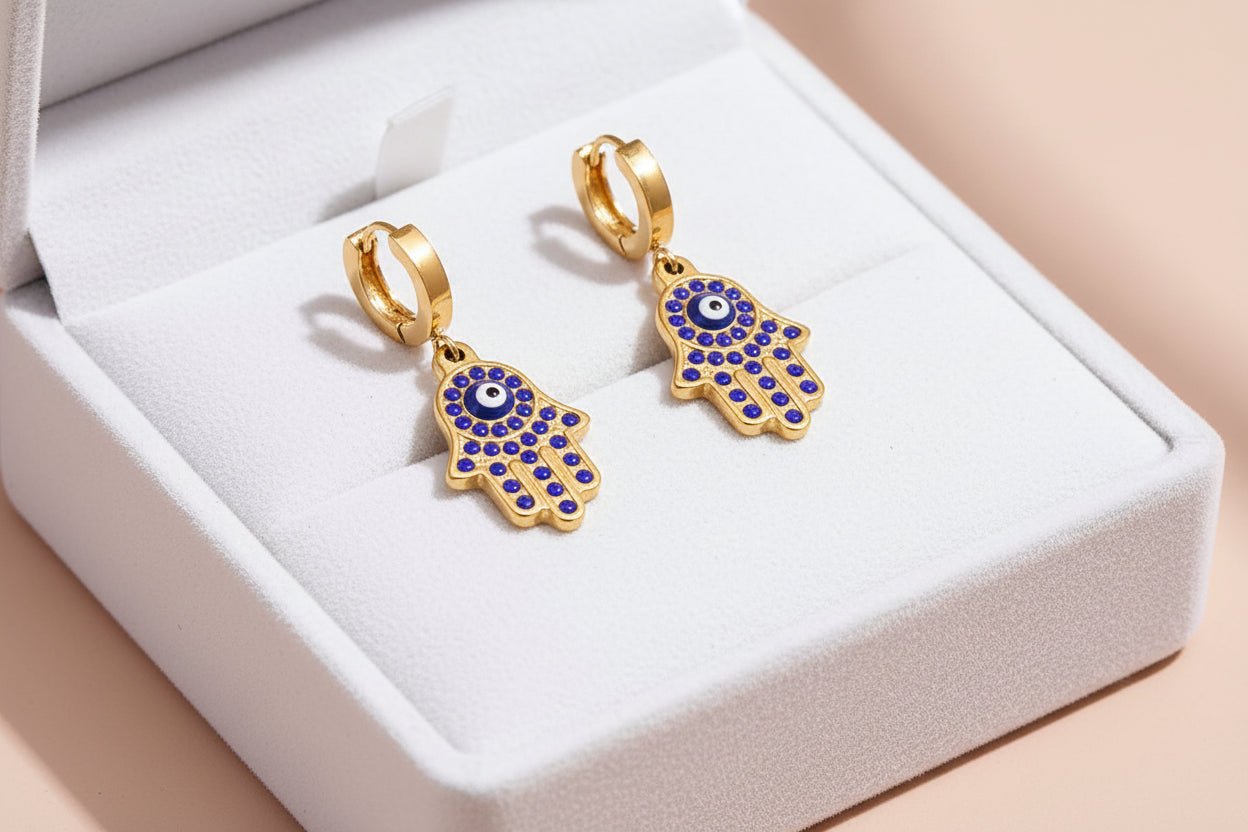 Gold hamsa hand earrings
