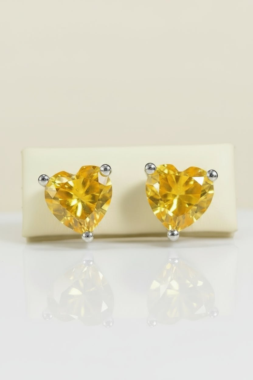 heart shaped yellow gemstone earrings