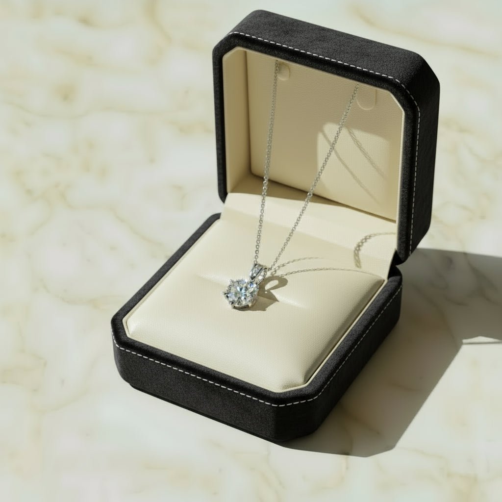 Moissanite stone pendant on a chain