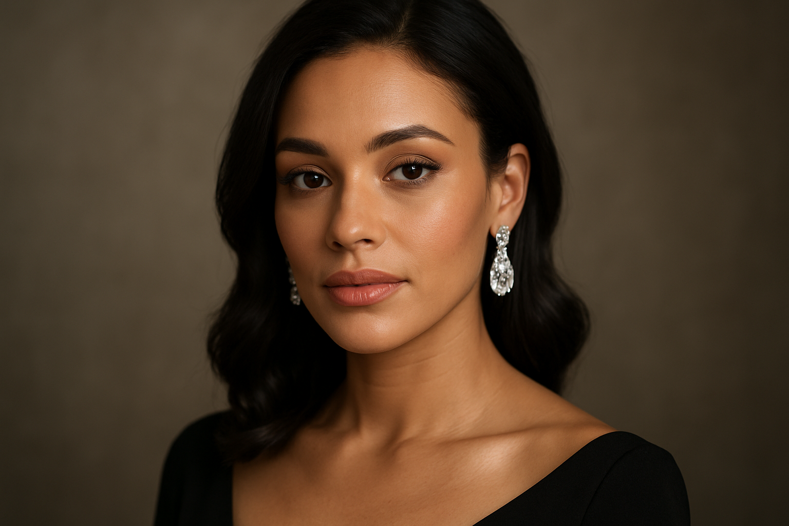 biracial woman wearing diamond ear rings