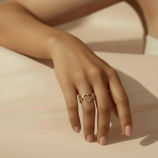 Golden Noiré Open Heart Band 18K Gold Vermeil