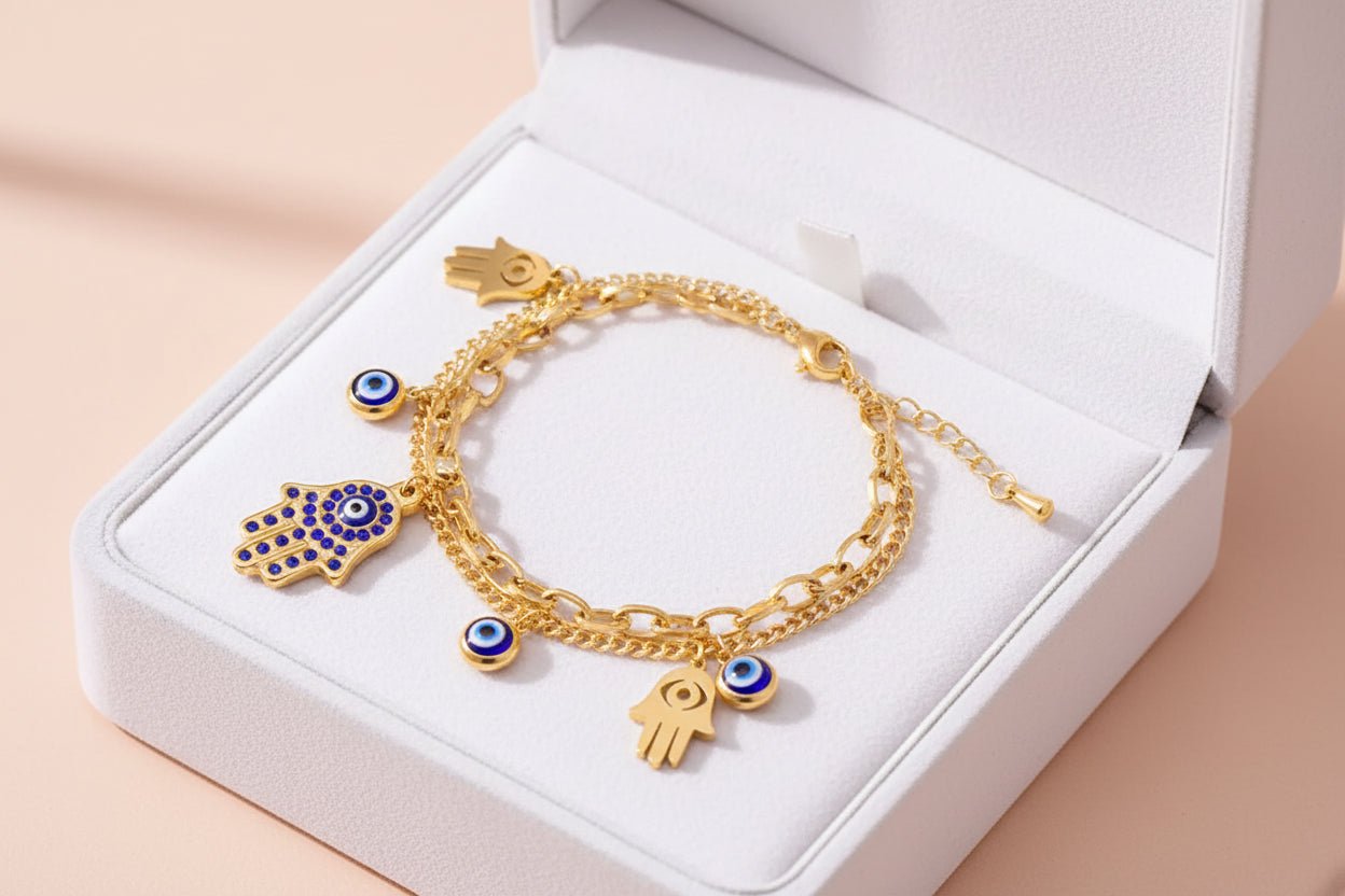 Gold bracelet with charms 