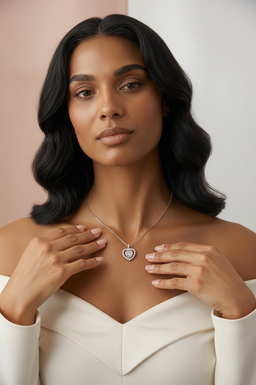 silver necklace with moissanite pendant 