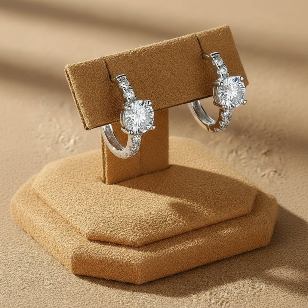 Silver moissanite hoop earrings 