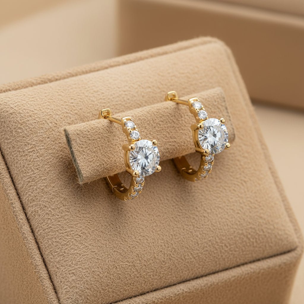 Gold moissanite hoop earrings 