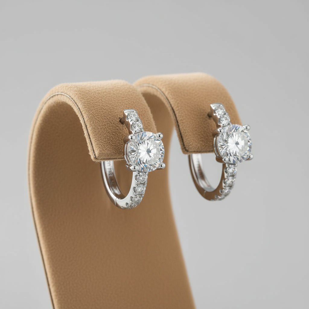 Silver moissanite hoop earrings 