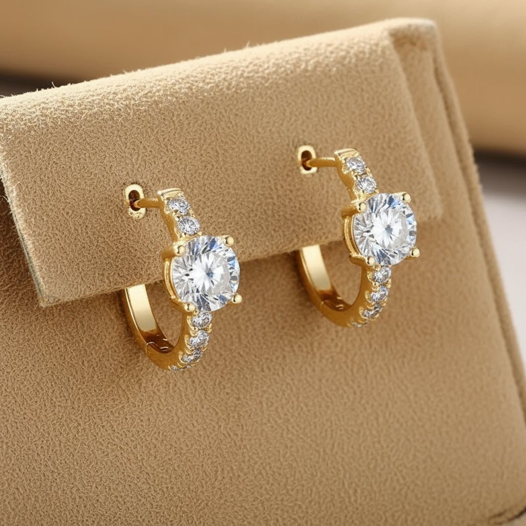 Gold moissanite hoop earrings 