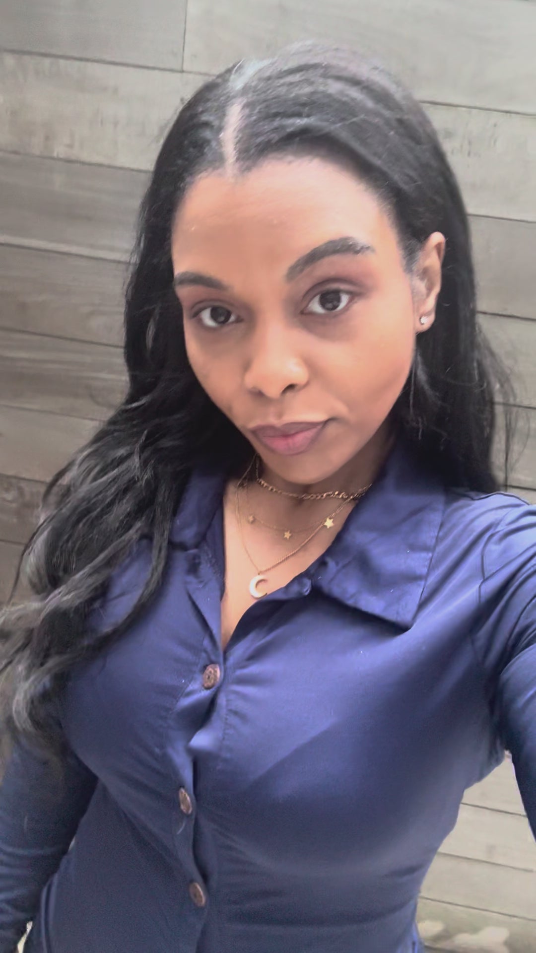 Load video: Woman modeling Mojssanite jewelry including Starlit Stud earrings, Moonlit Goddess Layered Necklace, Golden Hour Bangle and Frost Kiss ring, showcasing sparkle and luxury styling. Shop the look.