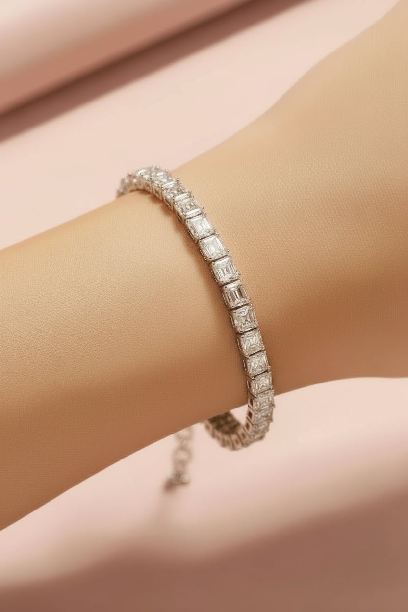 Silver moissanite stone bracelet 