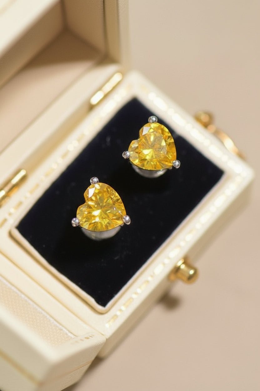 heart shaped yellow gemstone earrings 