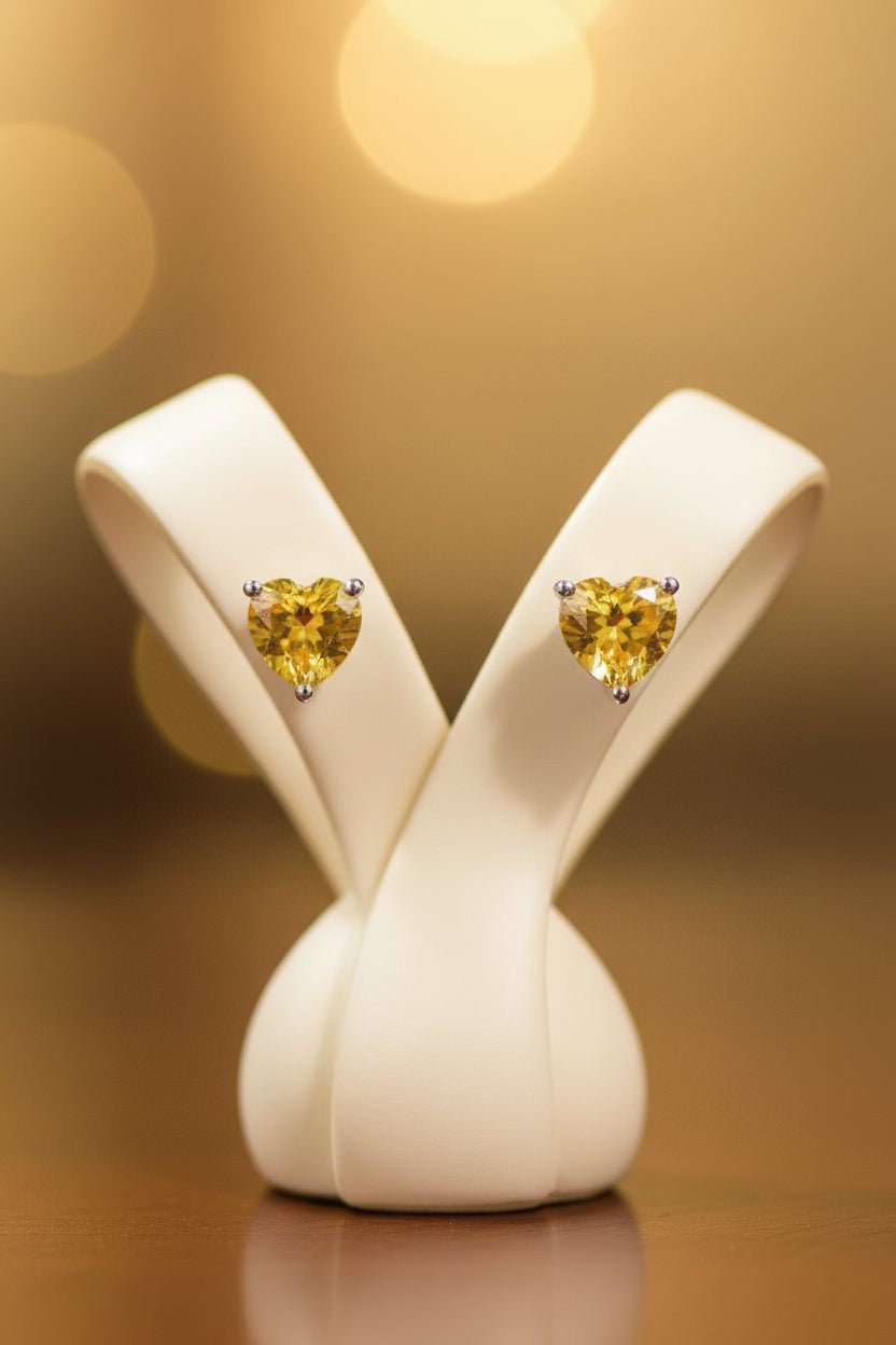 heart shaped yellow gemstone earrings 