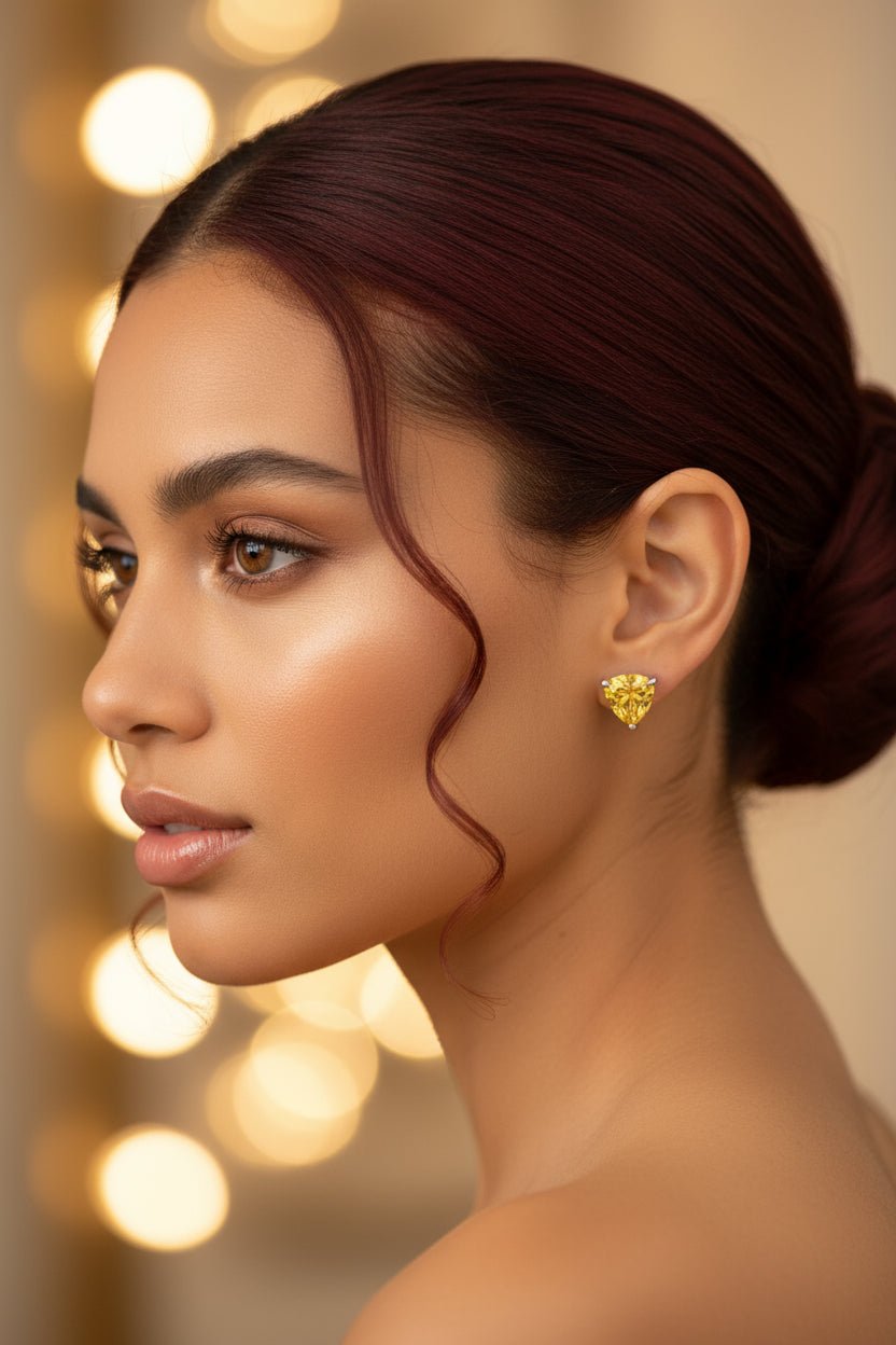 heart shaped yellow gemstone earrings 