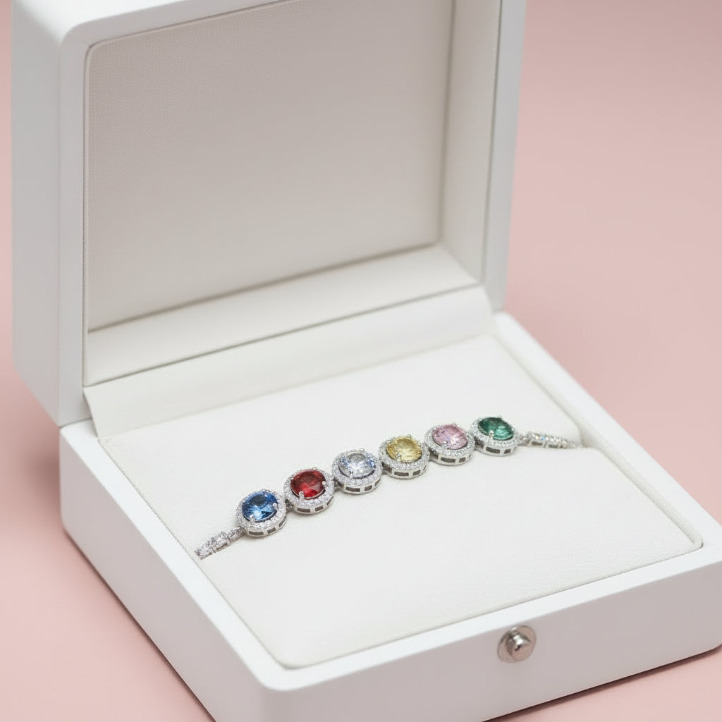 Bracelet with multi color gemstones 