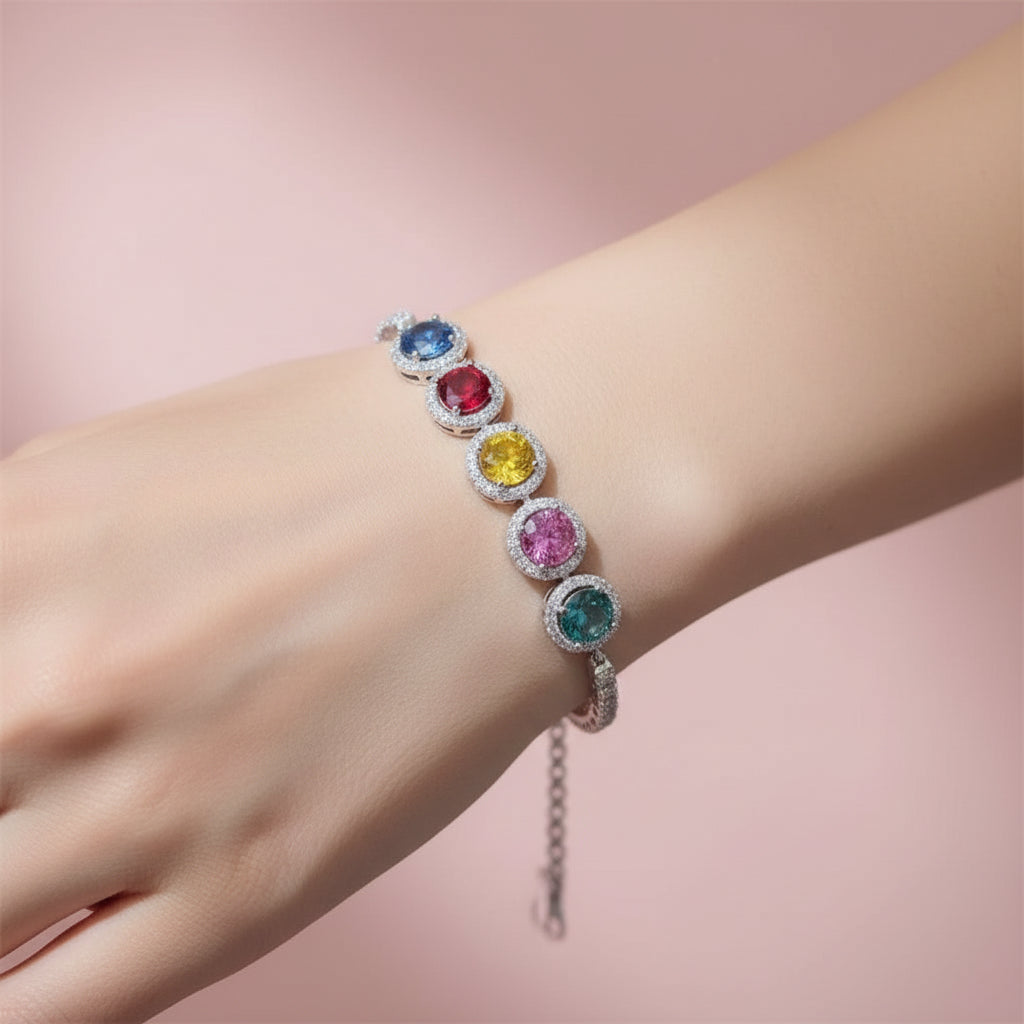 Bracelet with multi color gemstones 