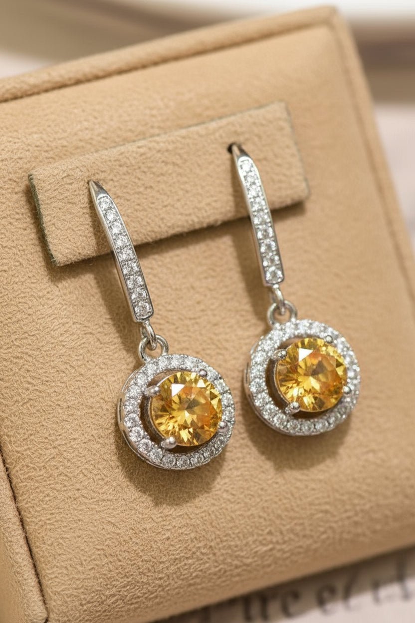yellow gemstone earrings with moissanite stone