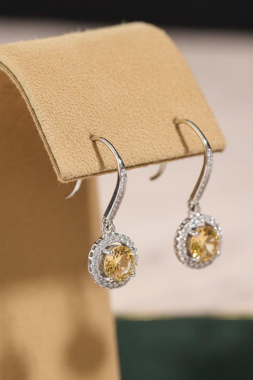yellow gemstone earrings with moissanite stone