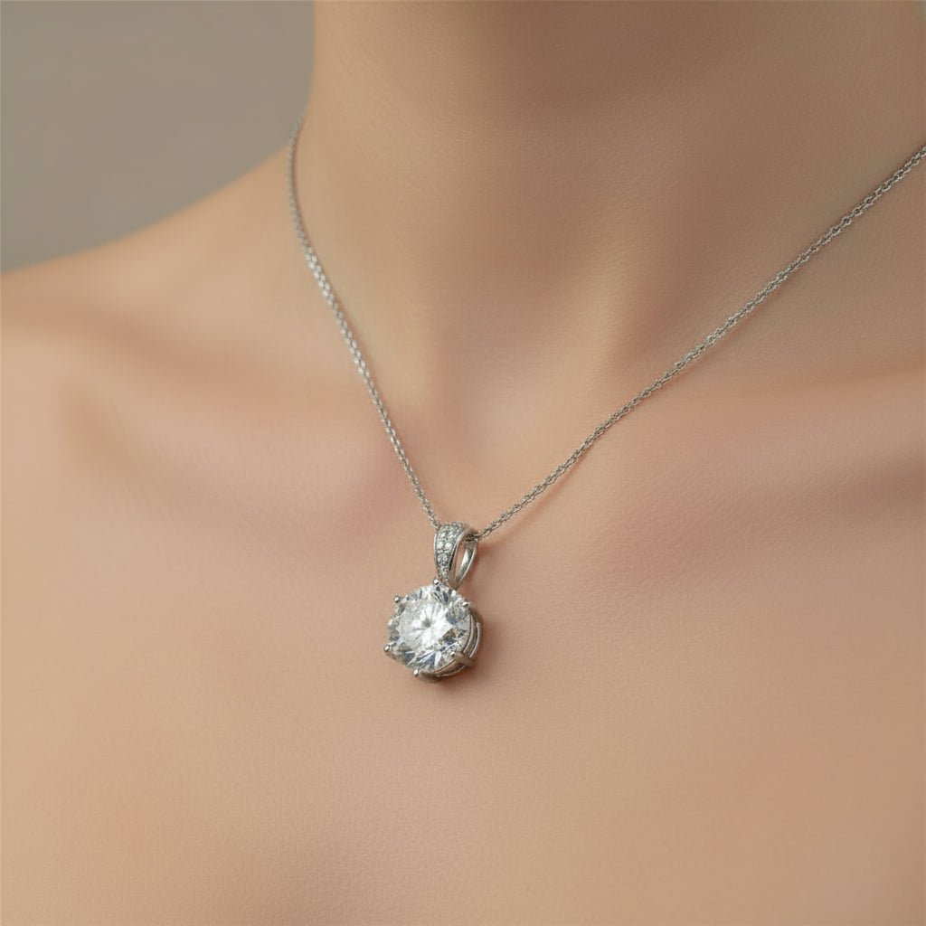 Moissanite stone pendant on a chain 
