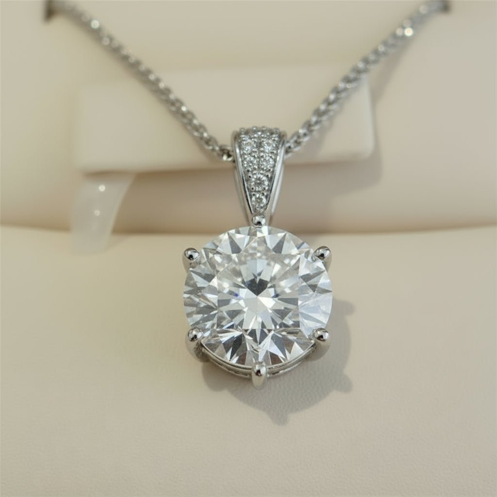 Moissanite stone pendant on a chain 