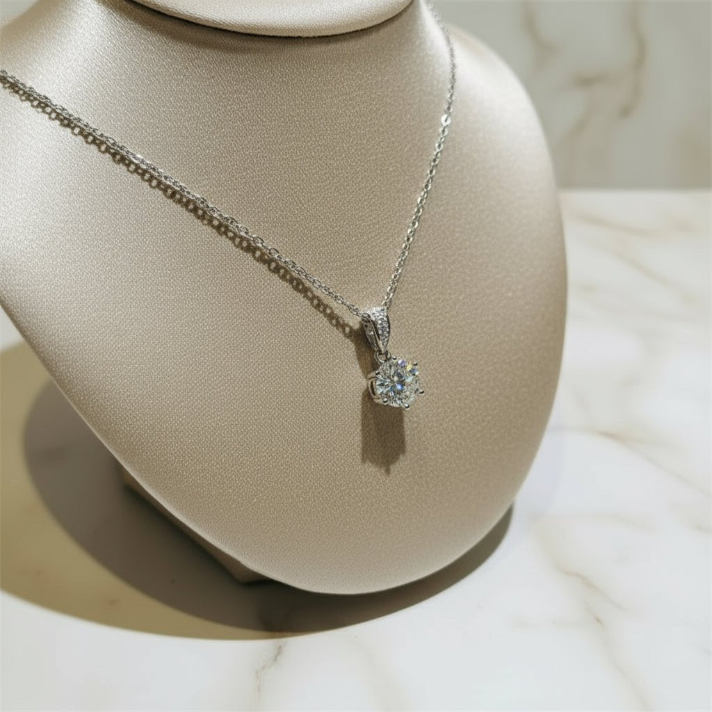 Moissanite stone pendant on a chain 